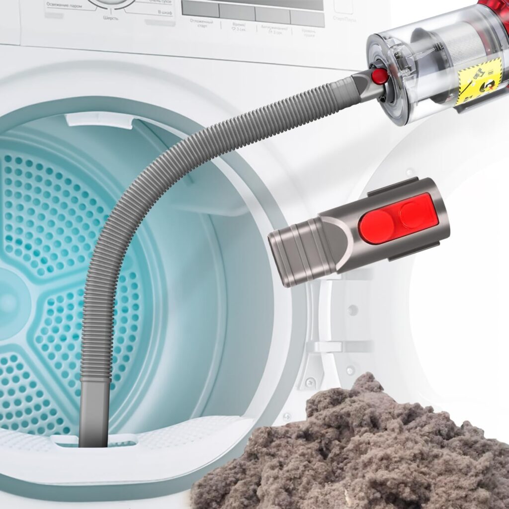 Dryer Vent Cleaner Kit, Dryer Lint Vacuum Attachment, Lint Remover Compatible with Dyson V7 V8 V10 V11 V12 V15 etc. Cordless Vacuum Cleaner, Grey