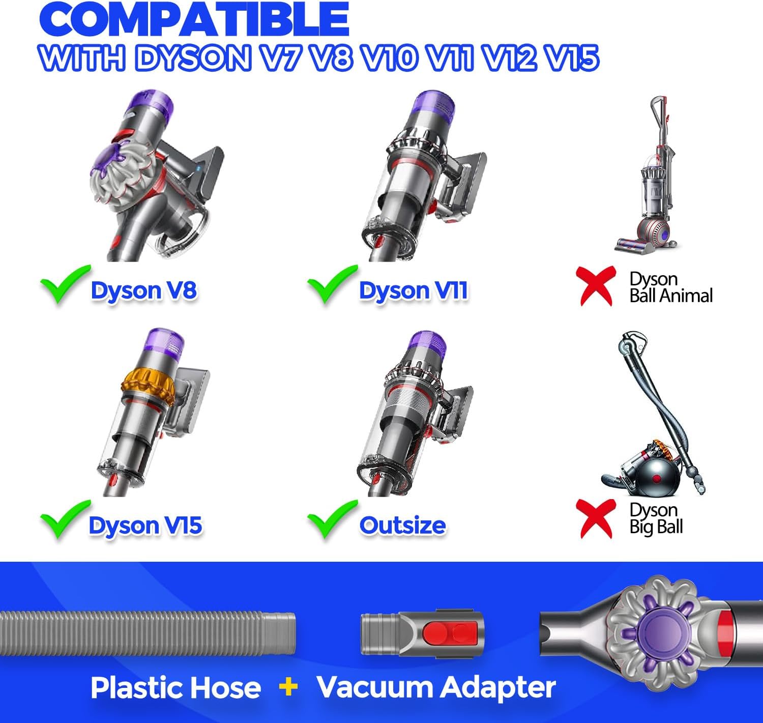 Dryer Vent Cleaner Kit, Dryer Lint Vacuum Attachment, Lint Remover Compatible with Dyson V7 V8 V10 V11 V12 V15 etc. Cordless Vacuum Cleaner, Grey - Image 2