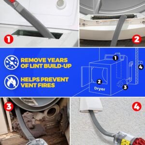 Dryer Vent Cleaner Kit, Dryer Lint Vacuum Attachment, Lint Remover Compatible with Dyson V7 V8 V10 V11 V12 V15 etc. Cordless Vacuum Cleaner, Grey - Image 3