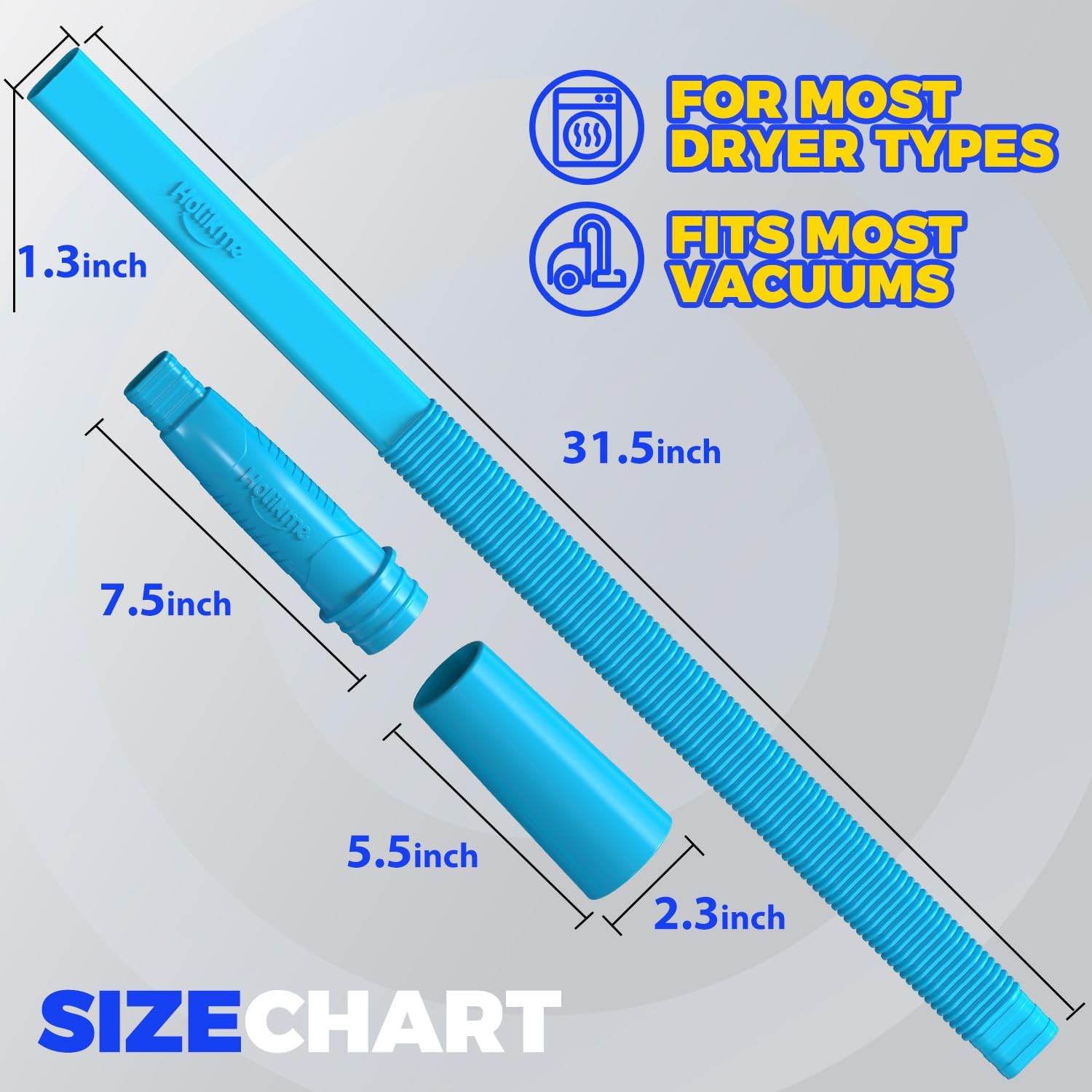 Dryer Vent Cleaner Kit Vacuum Hose Attachment Brush, Lint Remover, Dryer Vent Vacuum Hose, Blue - Image 6