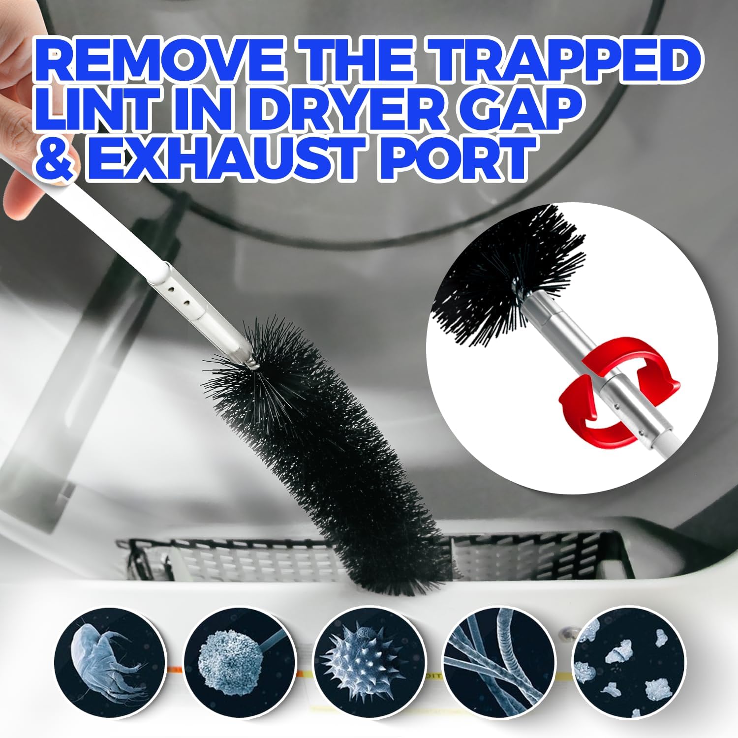 30 Feet Dryer Vent Cleaner Kit, Flexible Lint Brush with Drill Attachment, Fireplace Chimney Brushes Extends Up to 30 Feet for Easy Cleaning, Use with or Without a Power Drill - Image 4