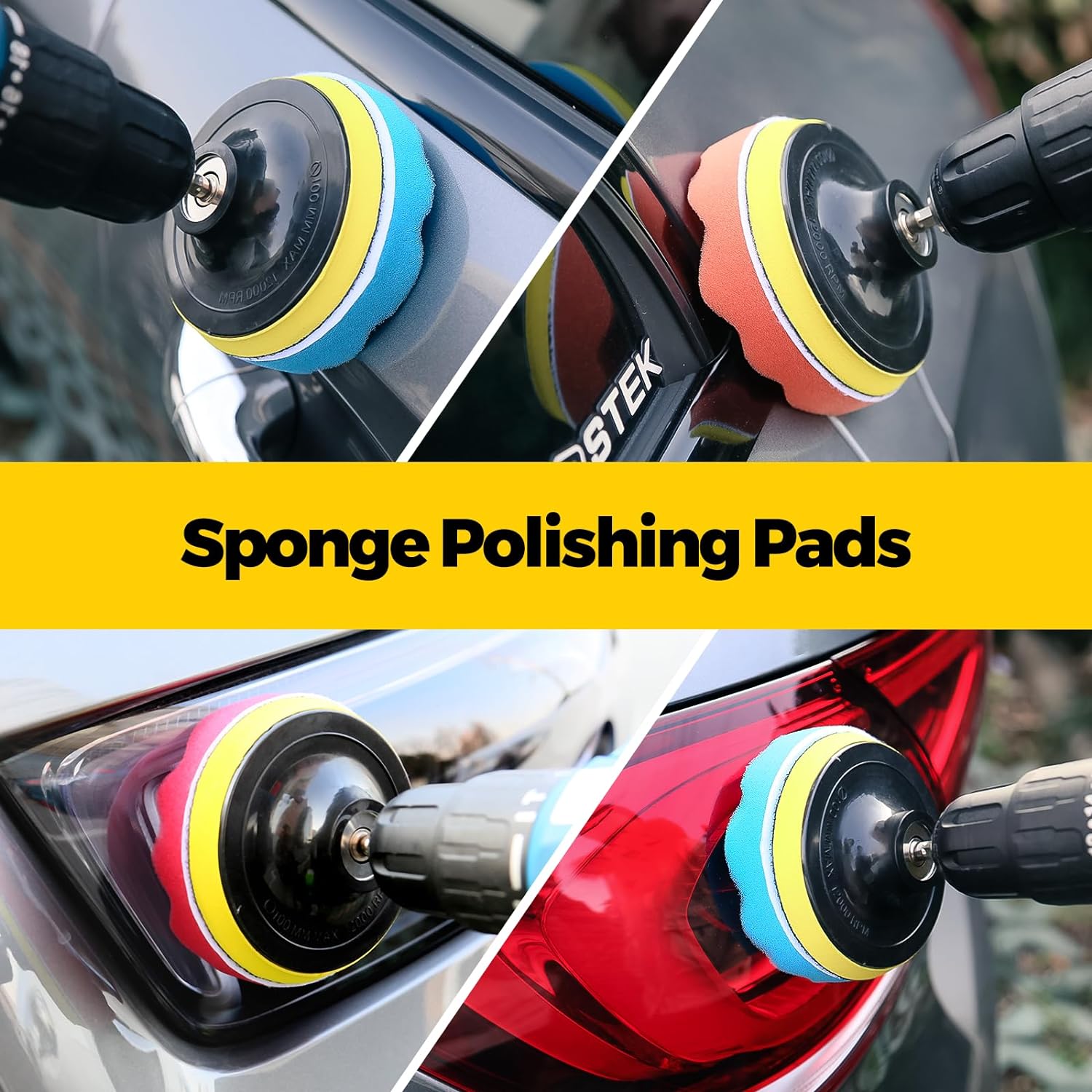 23Pack Drill Brush Attachments Set, Scrub Pads & Sponge, Buffing Pads, Power Scrubber Brush with Extend Long Attachment, Car Polishing Pad Kit,Cleaning Supplies，Shower Scrub,Scratch Brushes - Image 4