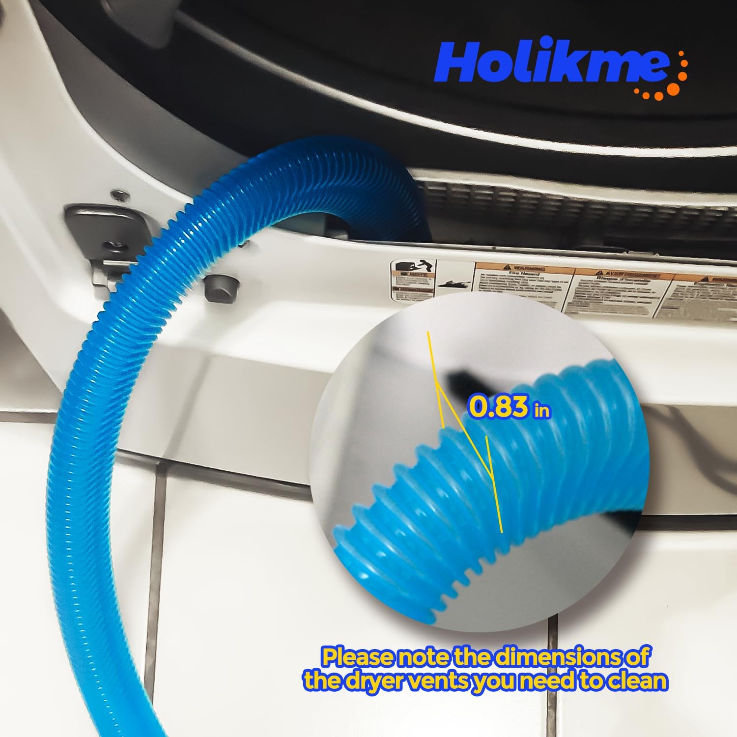 2 Pieces Dryer Vent Cleaner Kit, Dryer Lint Vacuum Attachment and Flexible Dryer Lint Brush, Vacuum Hose Attachment, Blue - Image 5