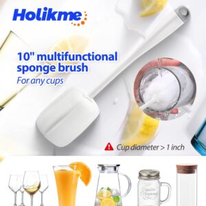 Bottle Brush Tube Cleaning Set, Long Handle Bottle Cleaner for Washing Narrow Neck Beer Bottles Wine Decanter Narrow Cup Pipes Sinks Cup Cover, White - Image 4