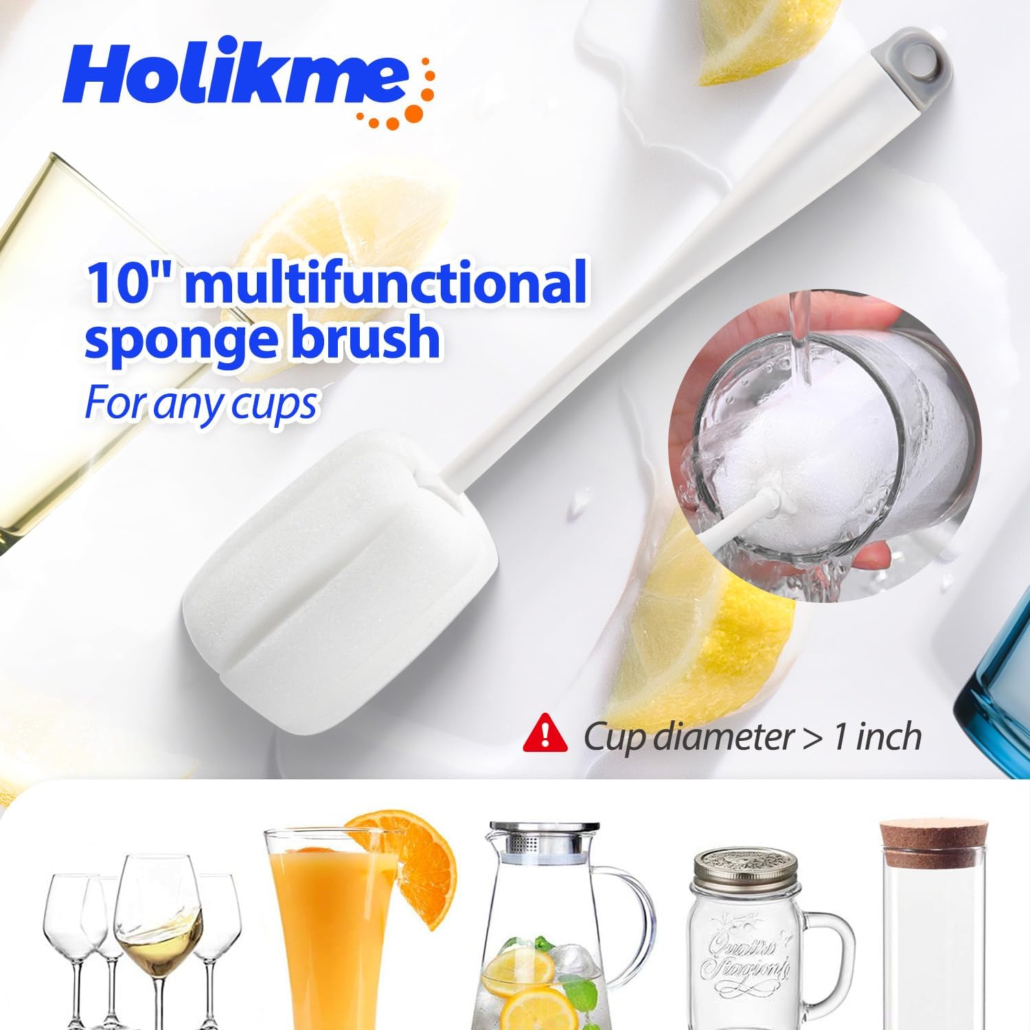 Bottle Brush Tube Cleaning Set, Long Handle Bottle Cleaner for Washing Narrow Neck Beer Bottles Wine Decanter Narrow Cup Pipes Sinks Cup Cover, White - Image 4