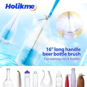 Bottle Brush Tube Cleaning Set, Long Handle Bottle Cleaner for Washing Narrow Neck Beer Bottles Wine Decanter Narrow Cup Pipes Sinks Cup Cover, White - Image 6