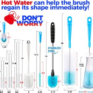 Bottle Brush Tube Cleaning Set, Long Handle Bottle Cleaner for Washing Narrow Neck Beer Bottles Wine Decanter Narrow Cup Pipes Sinks Cup Cover, White - Image 8