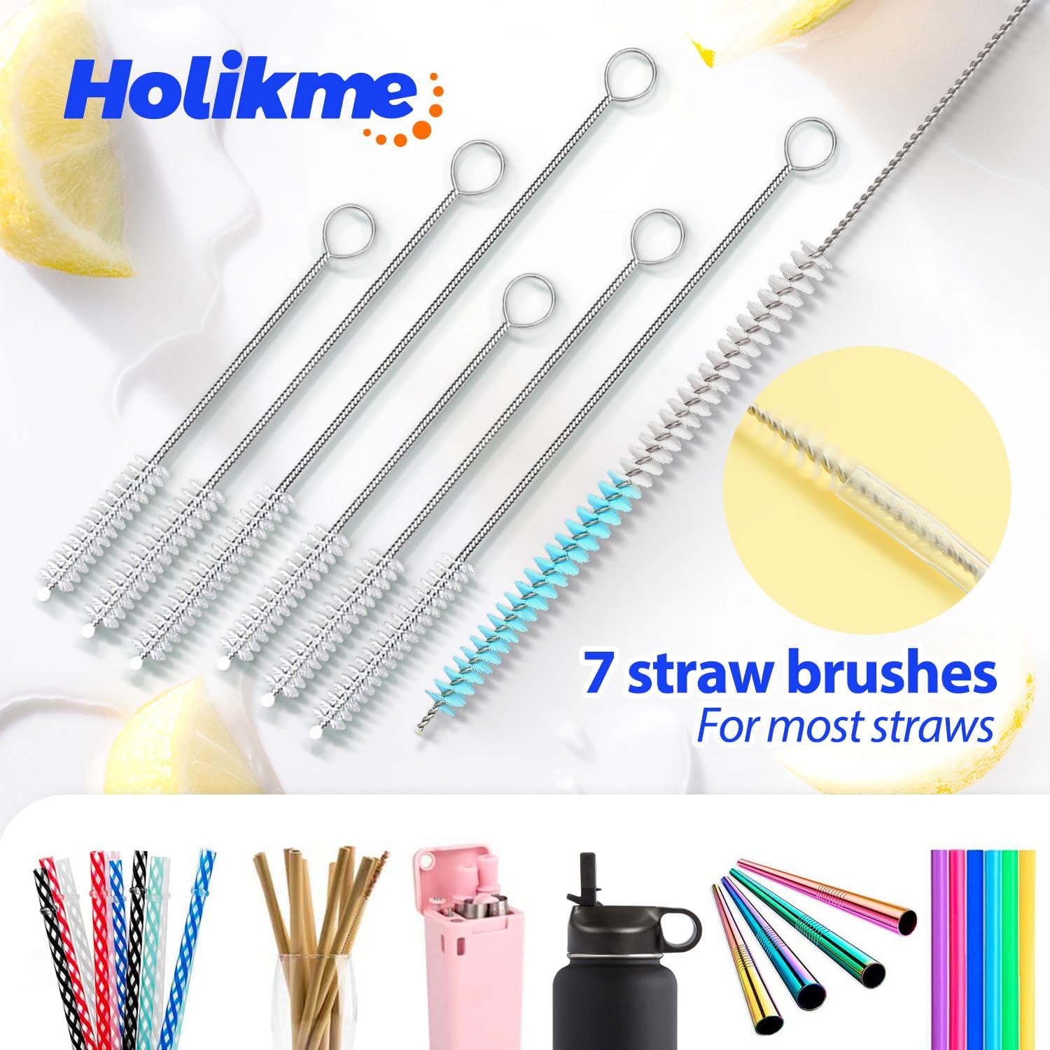 Bottle Brush Tube Cleaning Set, Long Handle Bottle Cleaner for Washing Narrow Neck Beer Bottles Wine Decanter Narrow Cup Pipes Sinks Cup Cover, White - Image 5