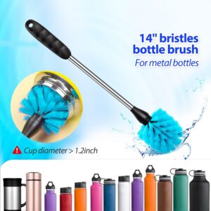 Bottle Brush Tube Cleaning Set, Long Handle Bottle Cleaner for Washing Narrow Neck Beer Bottles Wine Decanter Narrow Cup Pipes Sinks Cup Cover, White - Image 2
