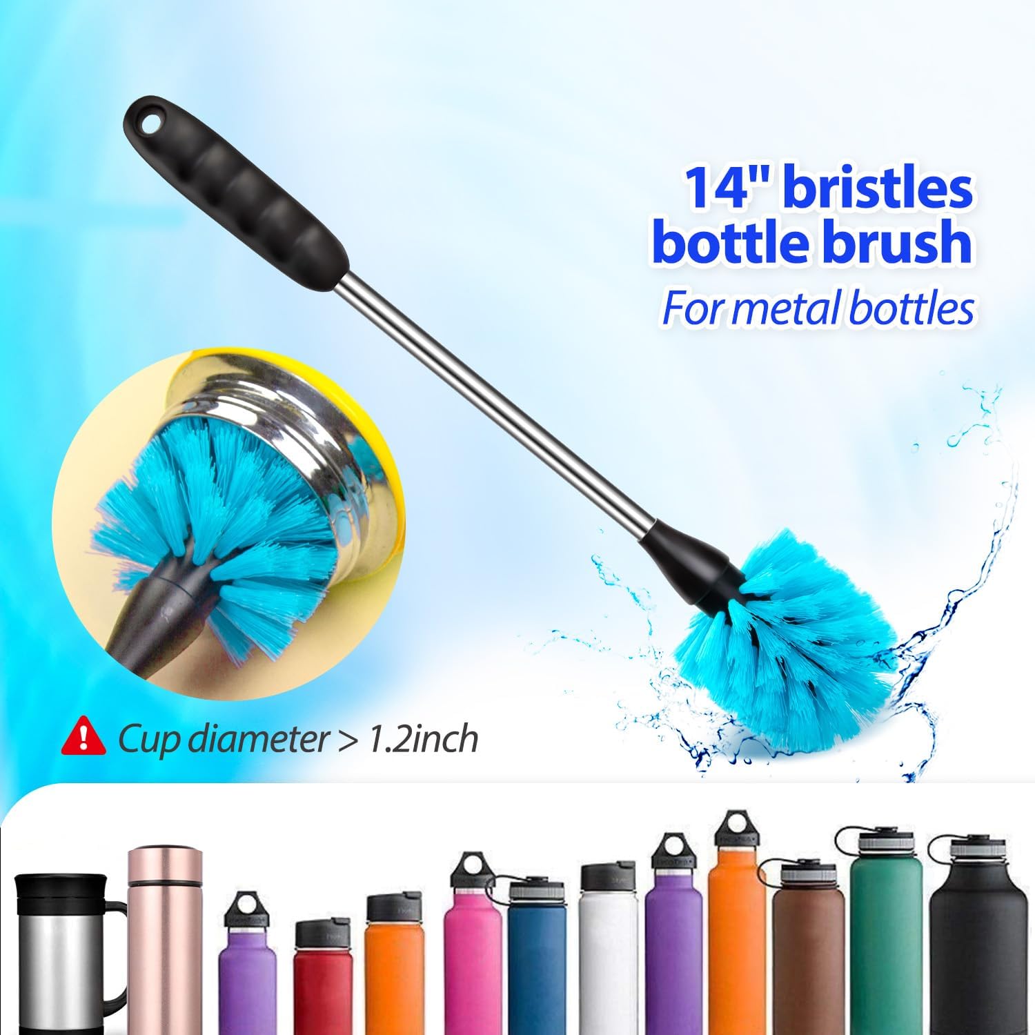 Bottle Brush Tube Cleaning Set, Long Handle Bottle Cleaner for Washing Narrow Neck Beer Bottles Wine Decanter Narrow Cup Pipes Sinks Cup Cover, White - Image 2