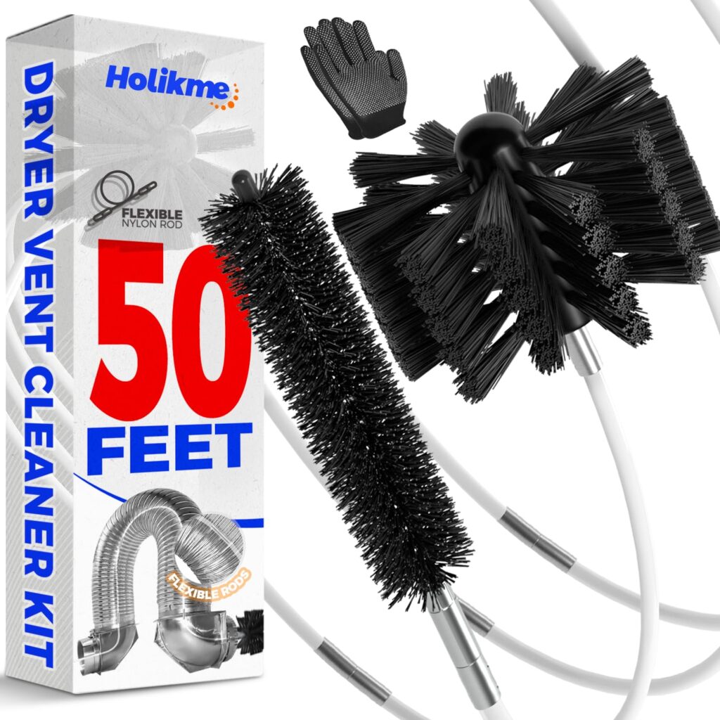 50 Feet Dryer Vent Cleaner Kit Lint Remover Flexible Dryer Vent Cleaning Brush Extends Up to 50 Feet