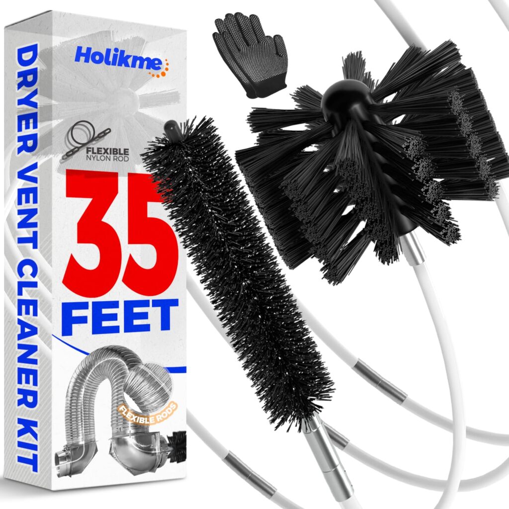 35 Feet Dryer Vent Cleaning Brush, Lint Remover, Synthetic Brush Head, Use with or Without a Power Drill