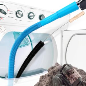 2 Pieces Dryer Vent Cleaner Kit Vacuum Hose Attachment Clothes Dryer Lint Vent Trap Cleaner Brush & Refrigerator Coil Brush Lint Remover, Blue