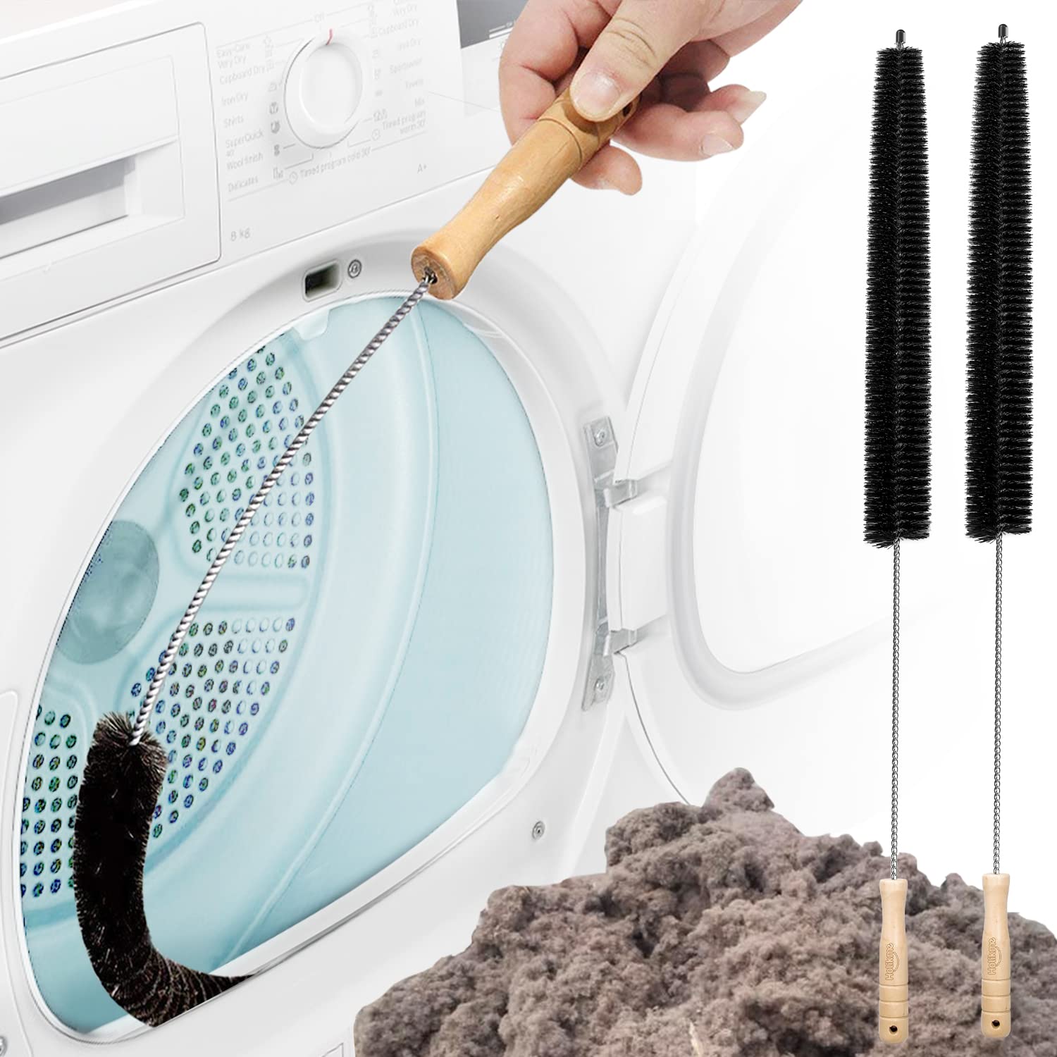 2 Pack Dryer Vent Cleaner Kit Clothes Dryer Lint Brush Vent Trap Cleaner Home Essentials Long Flexible Vacuum Brush - Image 1