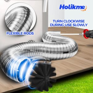 40 Feet Dryer Vent Cleaner Kit Flexible Lint Brush with Drill Attachment, Extends Up to 40 Feet for Easy Cleaning, Synthetic Brush Head, Use with or Without a Power Drill - Image 2