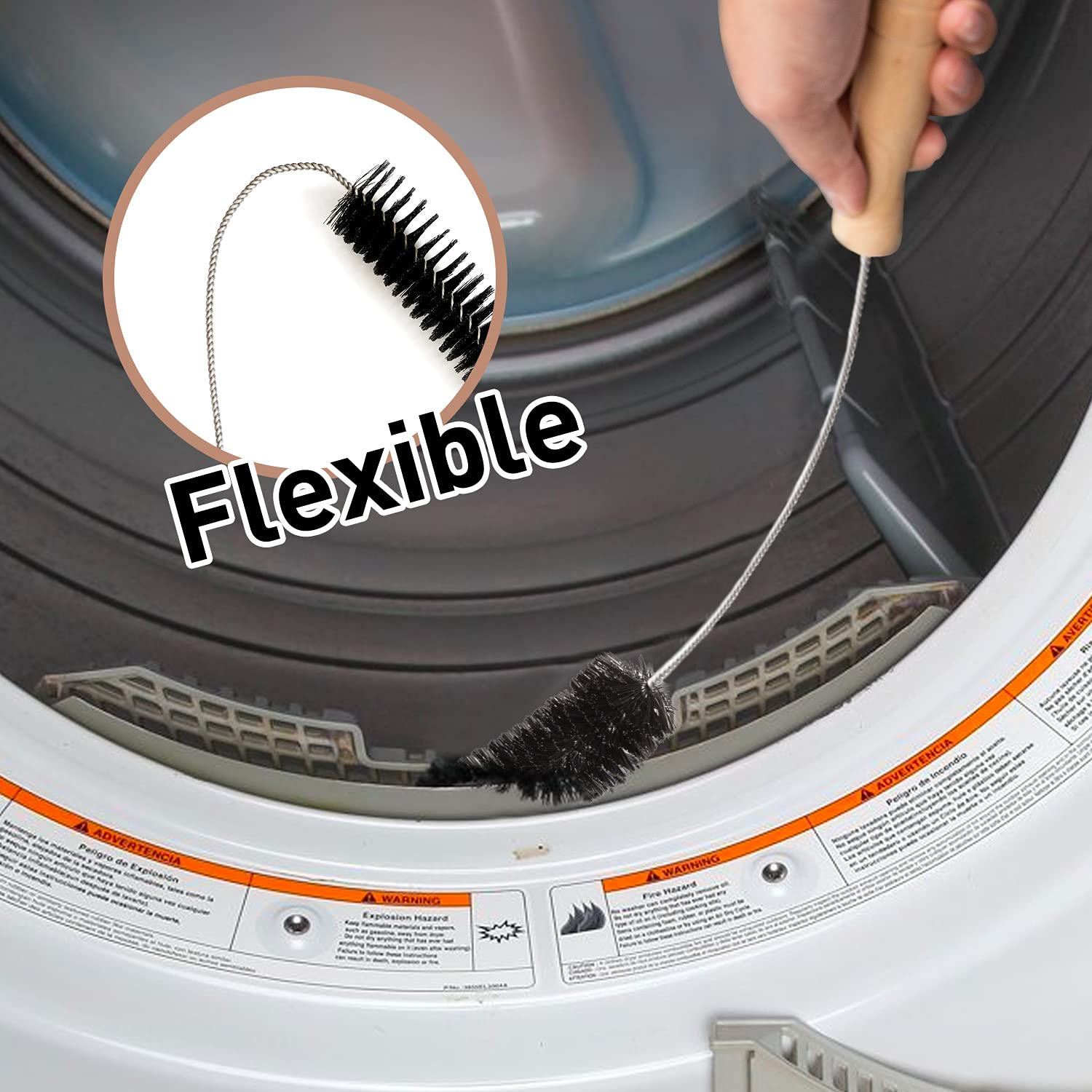 Clothes Dryer Lint Vent Trap Cleaner Brush, Flexible lint Remover, Long Coil Brush for Refrigerator - Image 2