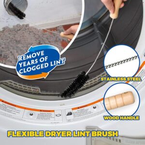 2 Pieces Dryer Vent Cleaner Kit Vacuum Hose Attachment Clothes Dryer Lint Vent Trap Cleaner Brush & Refrigerator Coil Brush Lint Remover, Blue - Image 3