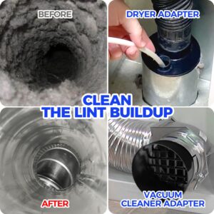 Dryer Vent Cleaner Kit Dryer Cleaning Tool Include Dryer Vent Brush, Omnidirectional Blue Dryer Lint Vacuum Attachment Dryer Lint Trap Brush, Vacuum & Dryer Adapters - Image 3