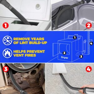 Upgraded Dryer Vent Cleaner kit, 2 Pieces Dryer Lint Vacuum Attachment Fit for Most Vacuum Cleaner, Flexible Lint Remover Cleaning Brush, Black - Image 3