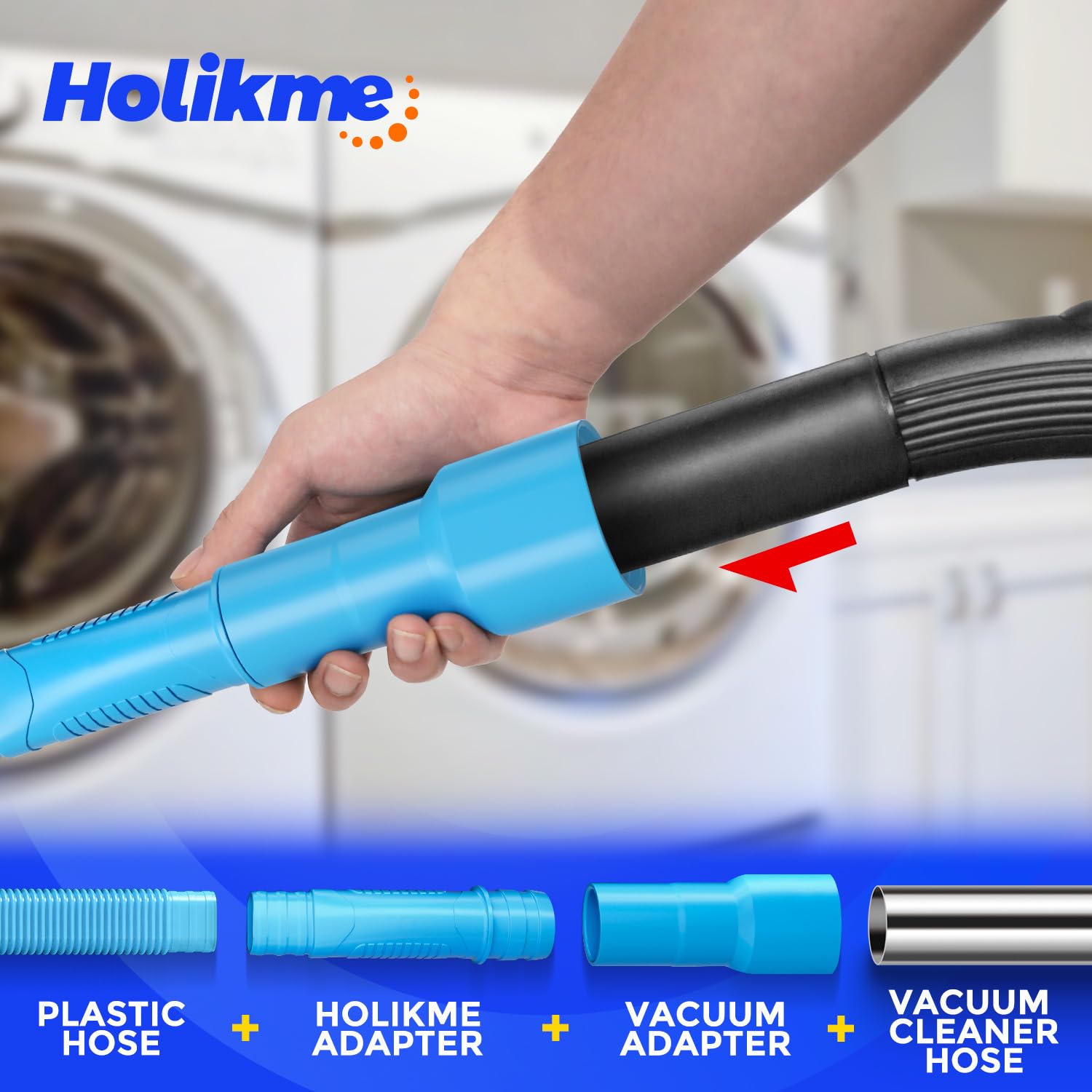 2 Pieces Dryer Vent Cleaner Kit Vacuum Hose Attachment Clothes Dryer Lint Vent Trap Cleaner Brush & Refrigerator Coil Brush Lint Remover, Blue - Image 4