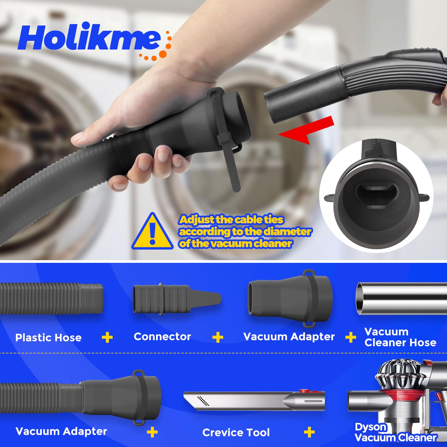 Upgraded Dryer Vent Cleaner kit, 2 Pieces Dryer Lint Vacuum Attachment Fit for Most Vacuum Cleaner, Flexible Lint Remover Cleaning Brush, Black - Image 4