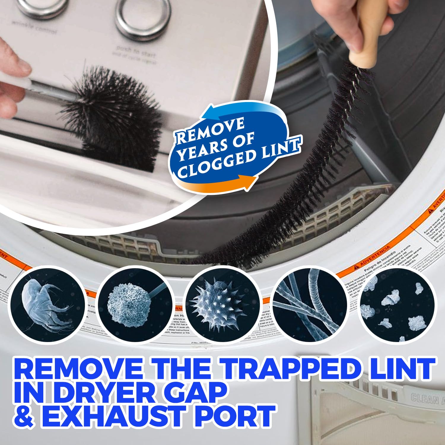 Dryer Vent Cleaner Kit Dryer Cleaning Tool Include Dryer Vent Brush, Omnidirectional Blue Dryer Lint Vacuum Attachment Dryer Lint Trap Brush, Vacuum & Dryer Adapters - Image 5