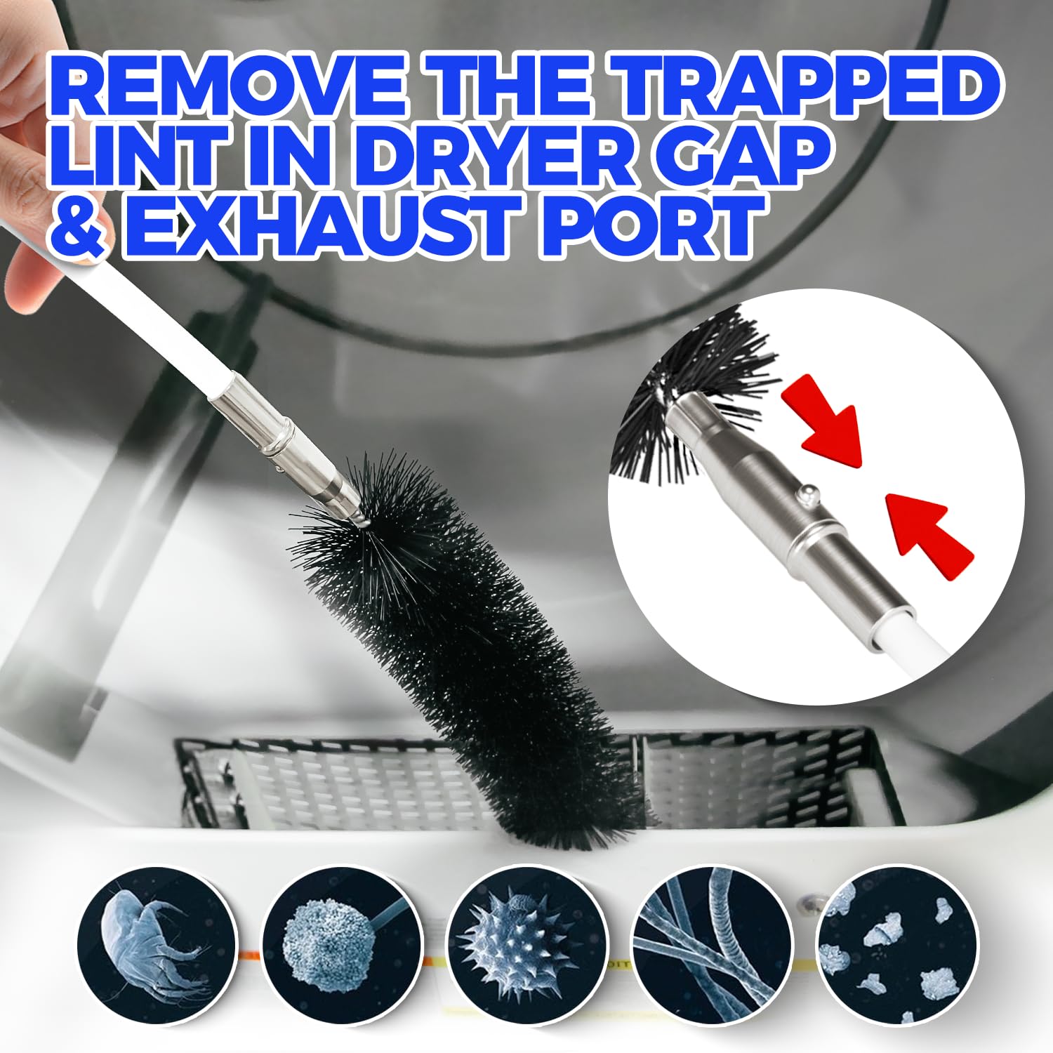 32 Feet Dryer Vent Cleaner Kit, Upgrade Flexible Lint Brush with Drill Attachment, Extends Up to 32 Feet for Easy Cleaning,Use with or Without a Power Drill - Image 5
